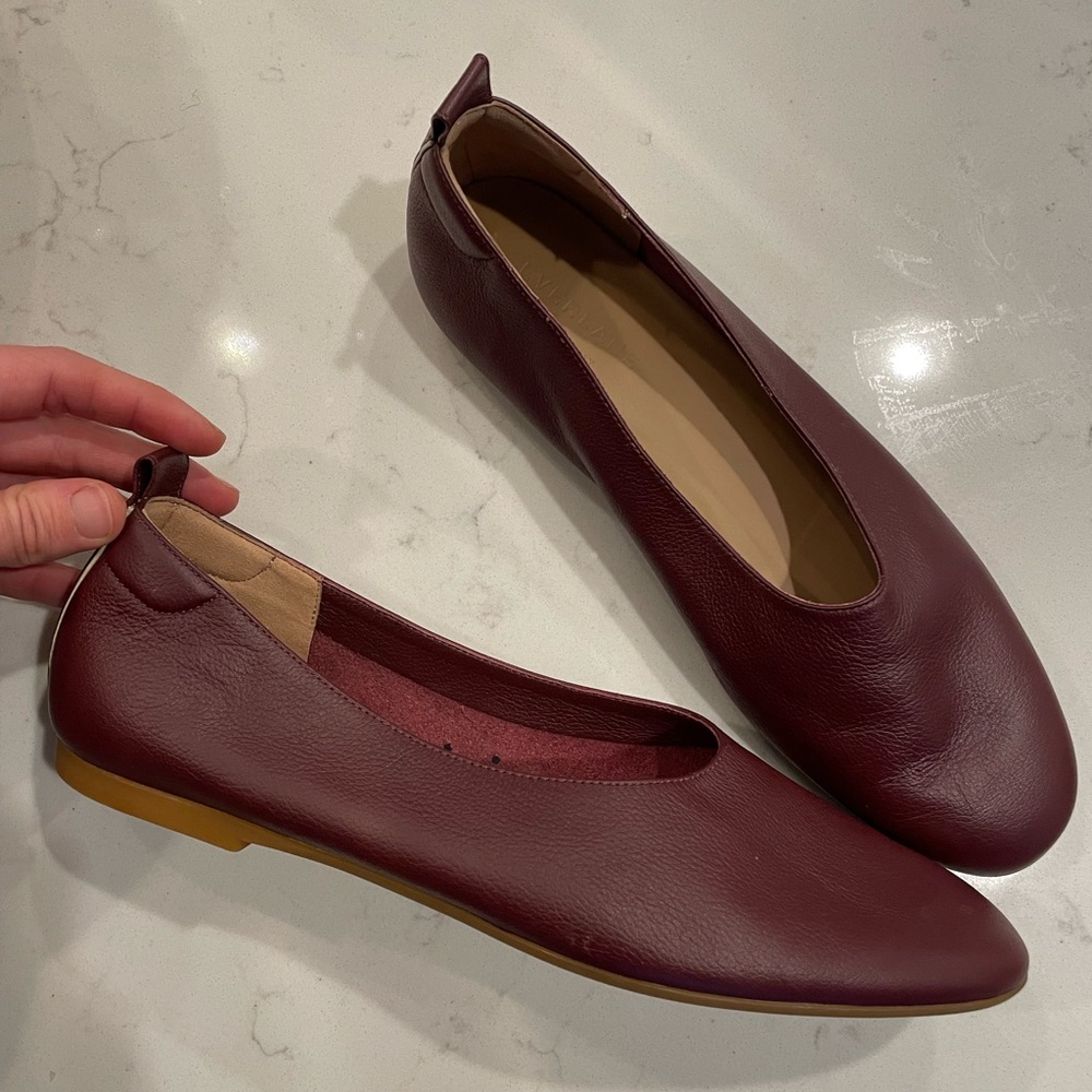 Everlane Italian Leather Day Glove Flats Burgundy